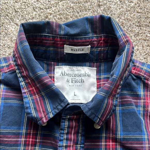 Men's Blue and Red Plaid Shirt - Picture 2 of 5